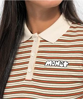 Monet Skateboards Madina Brown Striped Crop Polo Shirt