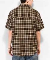 Monet Skateboards Push It Brown Short Sleeve Flannel Shirt