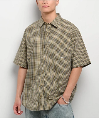 Monet Skateboards Sweeper Tan Plaid Short Sleeve Shirt