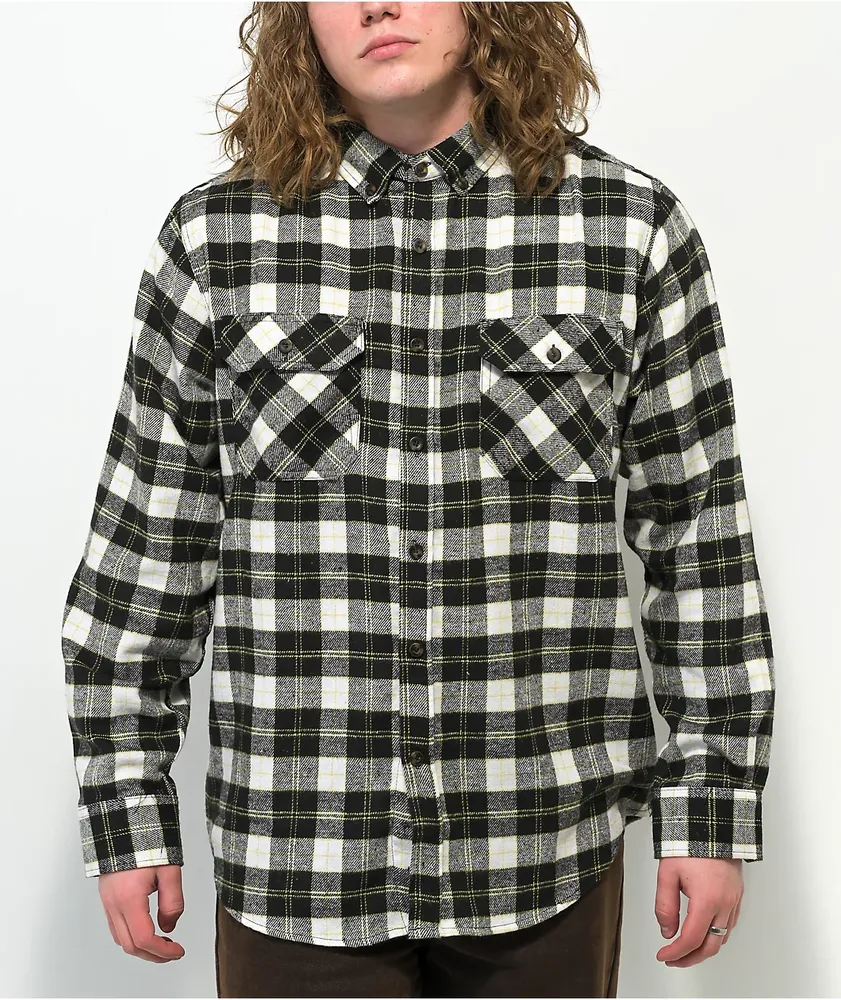 Montage Black, White & Yellow Plaid Flannel Shirt