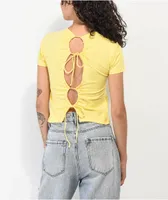 Motel Surtie Flower Yellow Crop T-Shirt