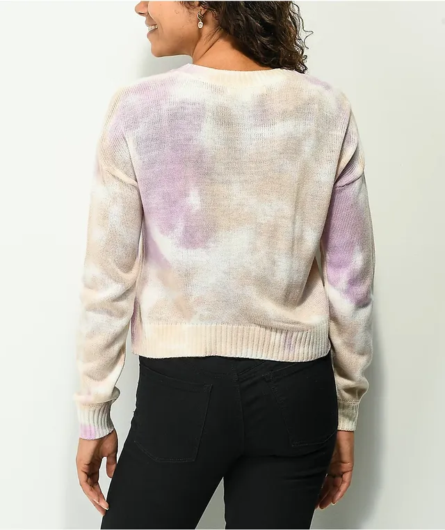 Zumiez My Michelle Lavender, Beige, & White Tie Dye Crewneck Sweatshirt