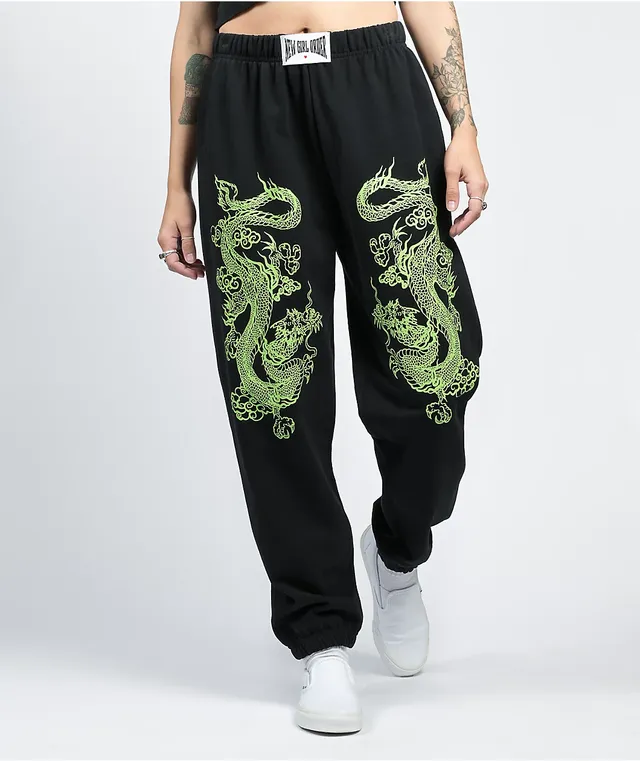 New Girl Order relaxed joggers with logo taping & dragon motif