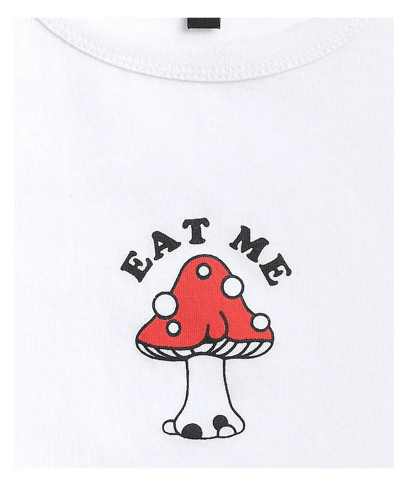 NGOrder Eat Me Mushroom White Crop T-Shirt 