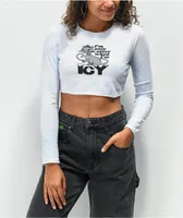 NGOrder Icy Blue Tie Dye Crop Long Sleeve T-Shirt