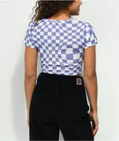 NGOrder Popper Warped Purple & White Checkered Crop Top