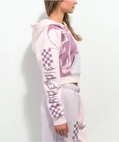 NGOrder Ride Or Die Pink & Purple Crop Zip Hoodie