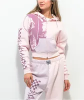 NGOrder Ride Or Die Pink & Purple Crop Zip Hoodie