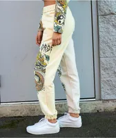 NGOrder Yin Yang Dragon Panel Yellow & Beige Sweatpants