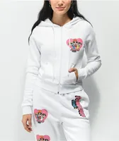 NGOrder x Powerpuff Girls White Crop Zip Hoodie