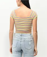 NGOrder x Powerpuff Girls Yellow, Green, & Purple Stripe Crop T-Shirt