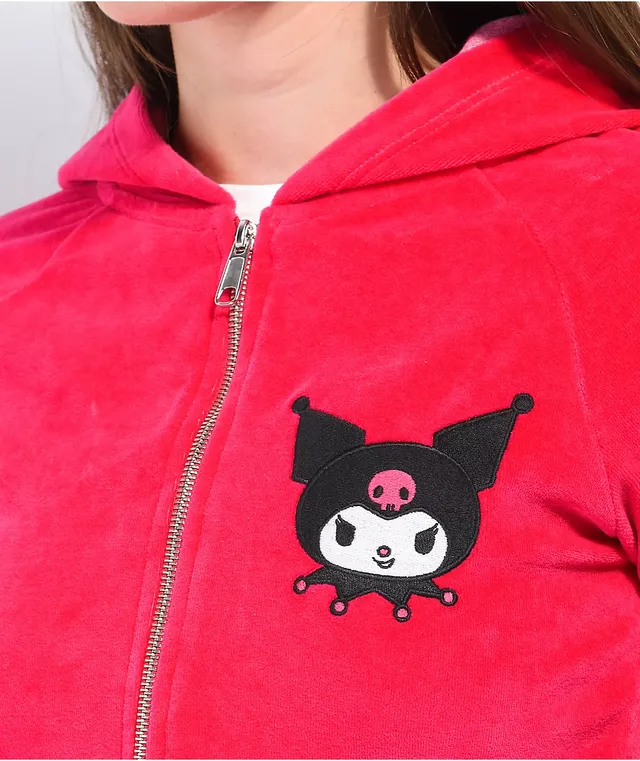 NGOrder x Sanrio Kuromi Hot Pink Velour Crop Zip Hoodie