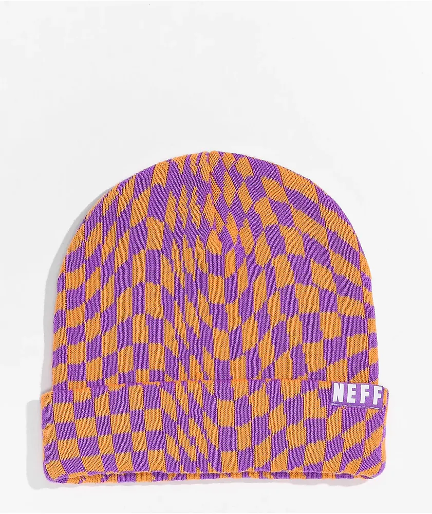 Neff Dazed Orange & Purple Checkered Beanie