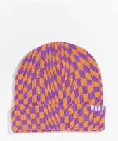 Neff Dazed Orange & Purple Checkered Beanie