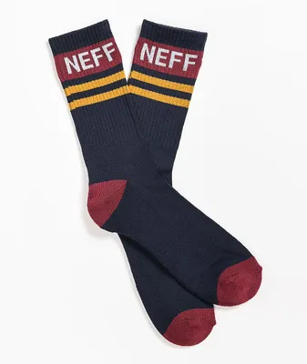 Neff Dress Blue & Cabernet Stripe Crew Socks