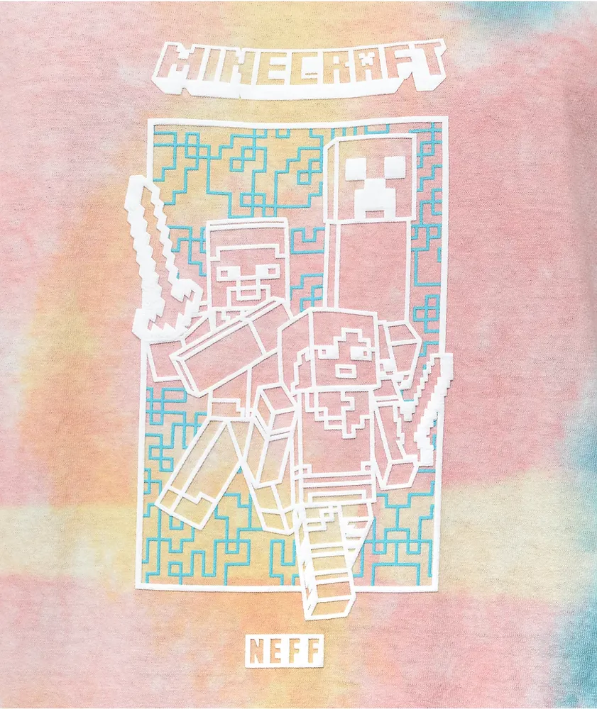 Neff x Minecraft Duel Pink, Yellow & Blue Tie Dye T-Shirt