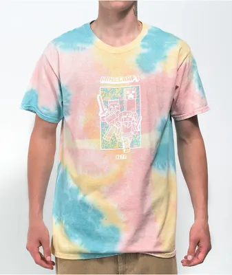 Neff x Minecraft Duel Pink, Yellow & Blue Tie Dye T-Shirt