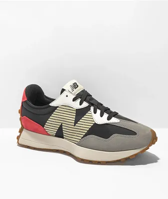 New Balance Lifestyle 327 Black, Grey & Team Red Shoes