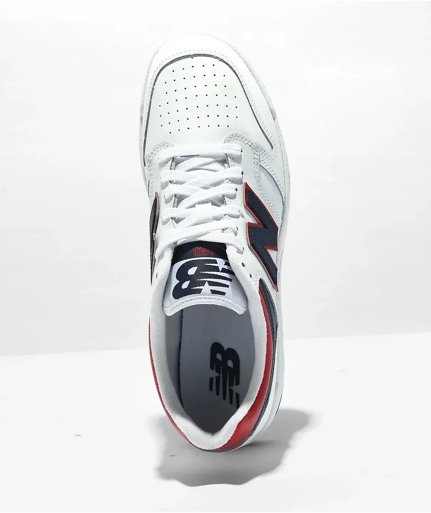 New Balance Lifestyle 480 White, Blue & Red Shoes