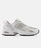 New Balance Lifestyle 530 White, Silver Metallic, & Ice Wine Shoes