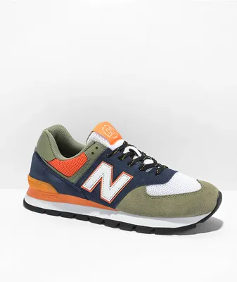 New Balance Lifestyle 574 Olive, Indigo, Red, & Gold Shoes