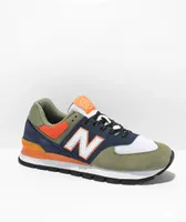 New Balance Lifestyle 574 Olive, Indigo, Red, & Gold Shoes