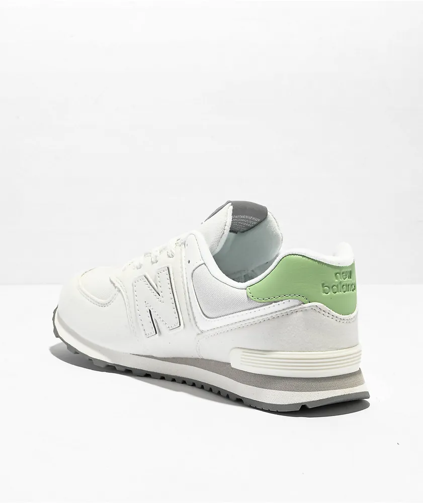 New Balance Lifestyle Kids 574 Reflection White & Avocado Green Shoes