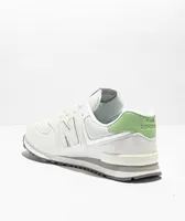 New Balance Lifestyle Kids 574 Reflection White & Avocado Green Shoes