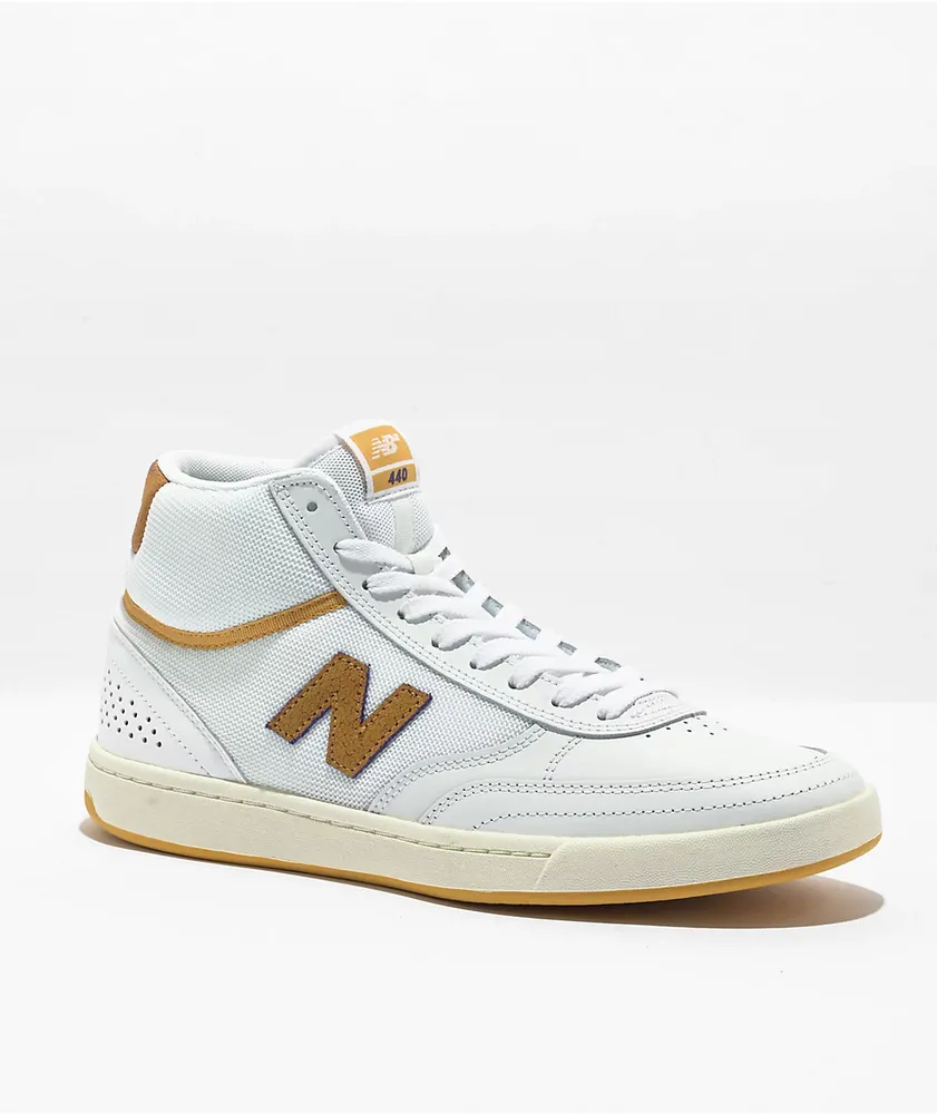 New Balance Numeric 440 White & Yellow High Top Skate Shoes