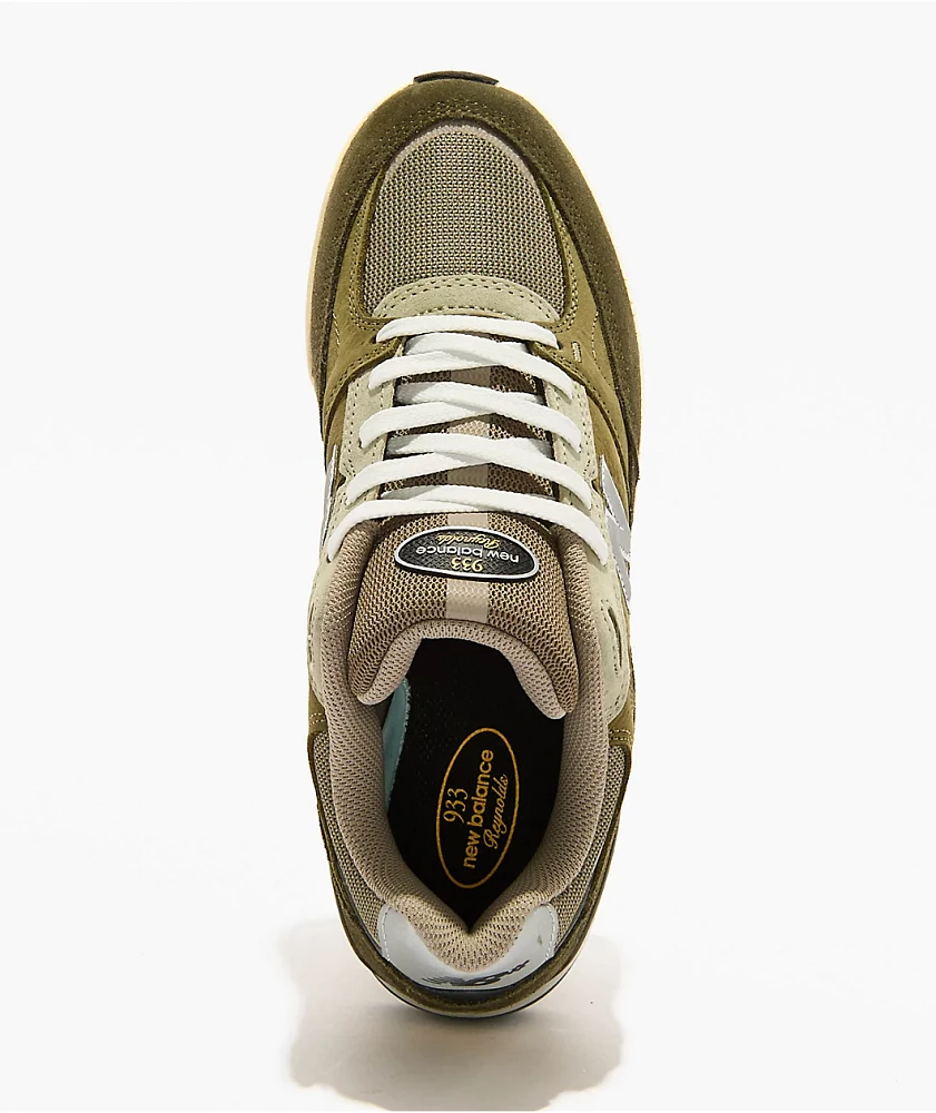New Balance Numeric 933 Reynolds Dark Olive & Light Olive Skate Shoes