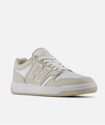 New Balance Numeric Kids 480 Timber Wolf & White Skate Shoes