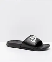 Nike Benassi White Logo Black Slide Sandals