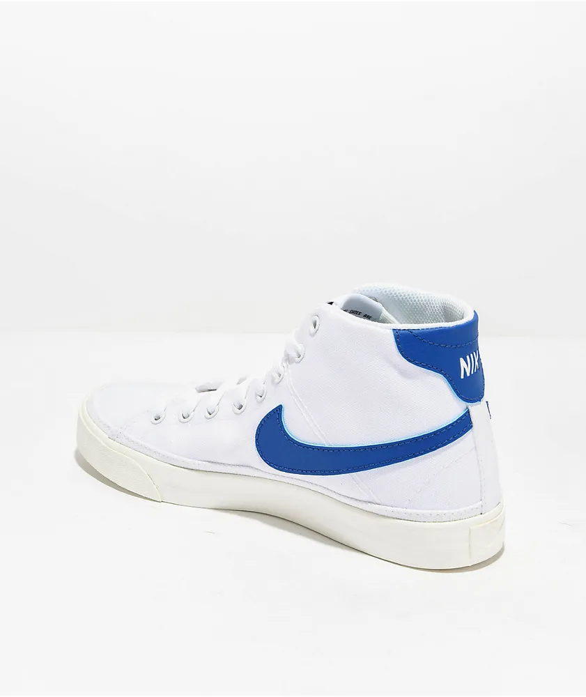 Nike Court Legacy Canvas Mid White & Blue Shoes