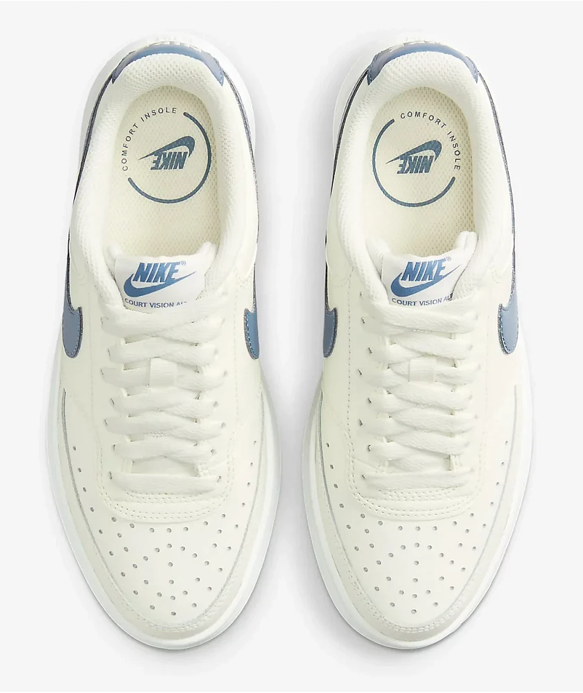 Nike Court Vision Alta White & Blue Shoes