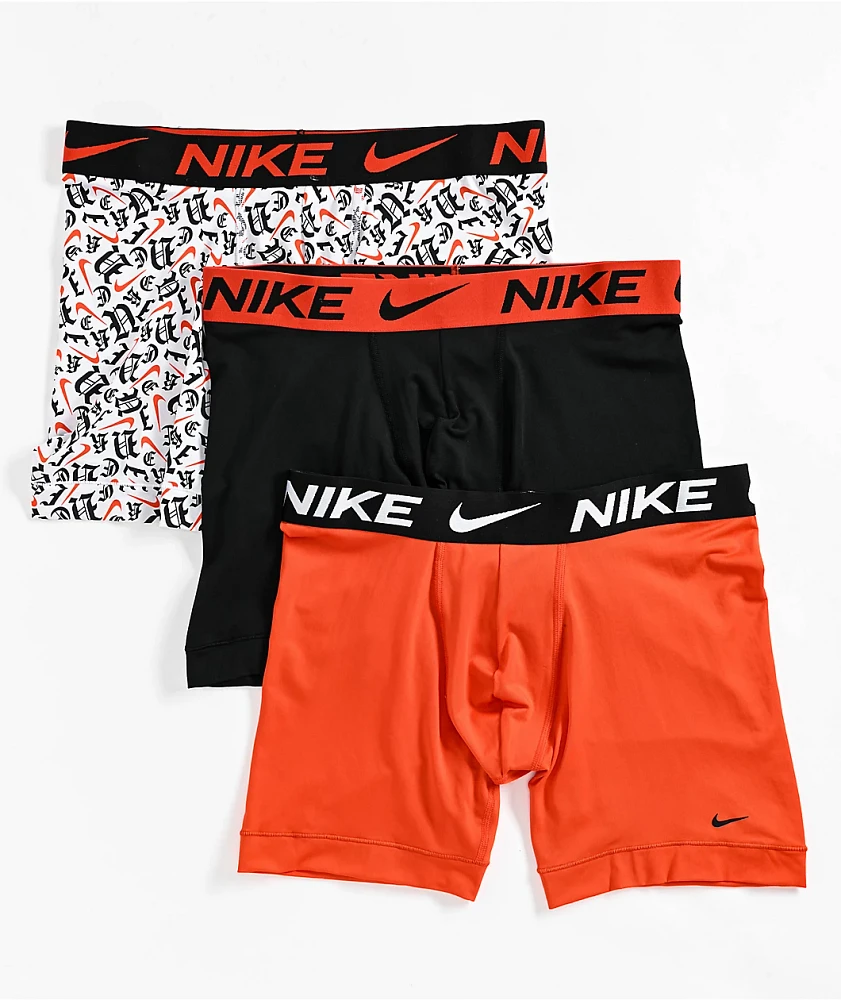 Nike Dri-FIT Essential Micro Gothic, Black, & Red 3 Pack Boxer Briefs