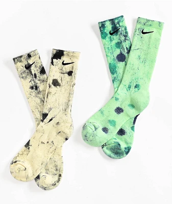 Nike Dri-FIT Everyday Green Tie Dye 2 Pack Crew Socks