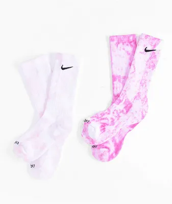 Nike Everyday Plus 2 Pack Pink Tie Dye Crew Socks