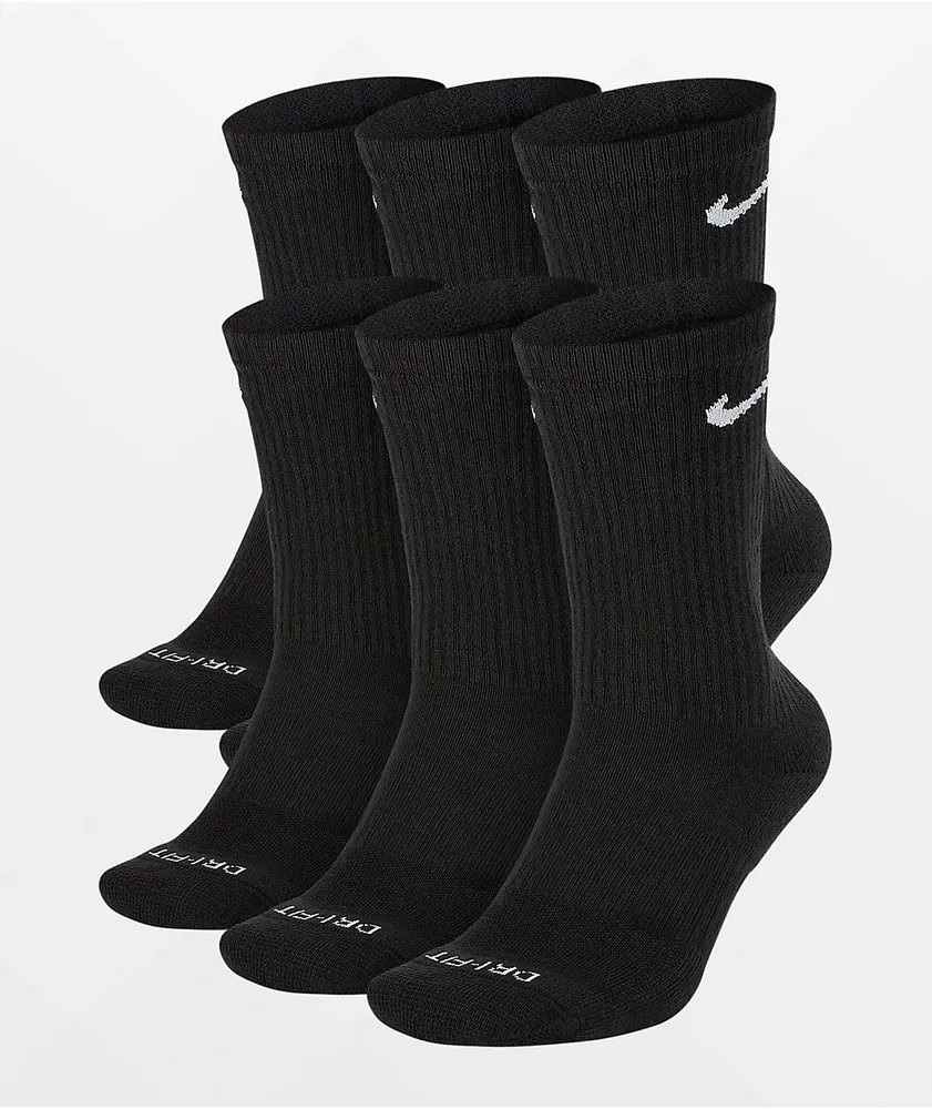 Nike Everyday Plus 6 Pack Black Crew Socks