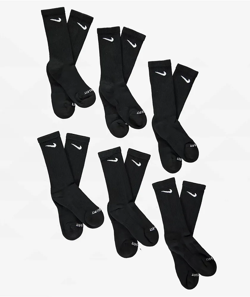 Mens Nike 6 Pack Crew Socks Black