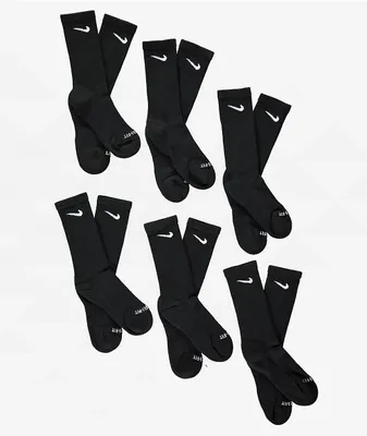 Nike Everyday Plus 6-Pack Black Crew Socks