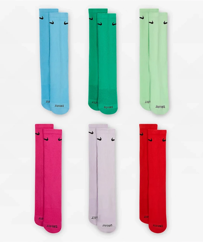 Nike Everyday Plus Cushioned Bright 6-Pack Crew Socks