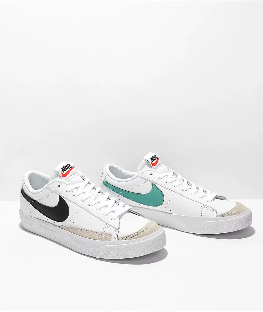 Nike Kids' Blazer '77 Low White, Black, & Teal Leather Shoes