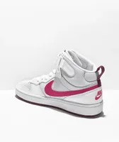 Nike Kids' Court Borough Mid 2 Platinum & Pink Shoes