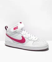 Nike Kids' Court Borough Mid 2 Platinum & Pink Shoes