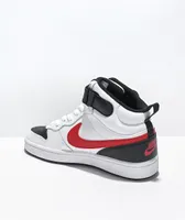 Nike Kids' Court Borough Mid 2 White, Black & Red Shoes