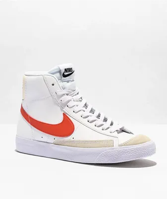 Nike Kids Blazer '77 Mid White & Picante Red Leather Shoes