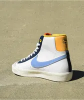 Nike Kids Blazer Mid '77 White & Navy UV Reactive Shoes