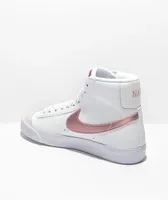 Nike Kids Blazer Mid '77 White & Pink Leather Shoes