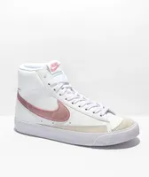 Nike Kids Blazer Mid '77 White & Pink Leather Shoes