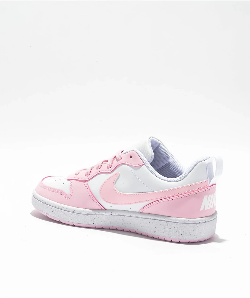 Nike Kids Court Borough Low Recraft White & Pink Foam Shoes